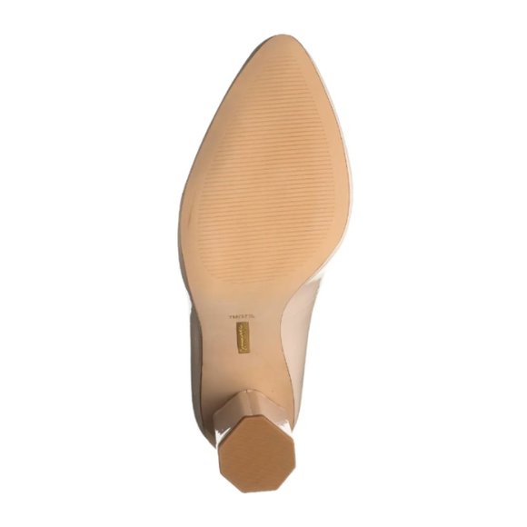 NEW Louise Et Cie Women Landon Geometric Column Heel Patent Nude Point Toe Pump - Picture 5 of 5